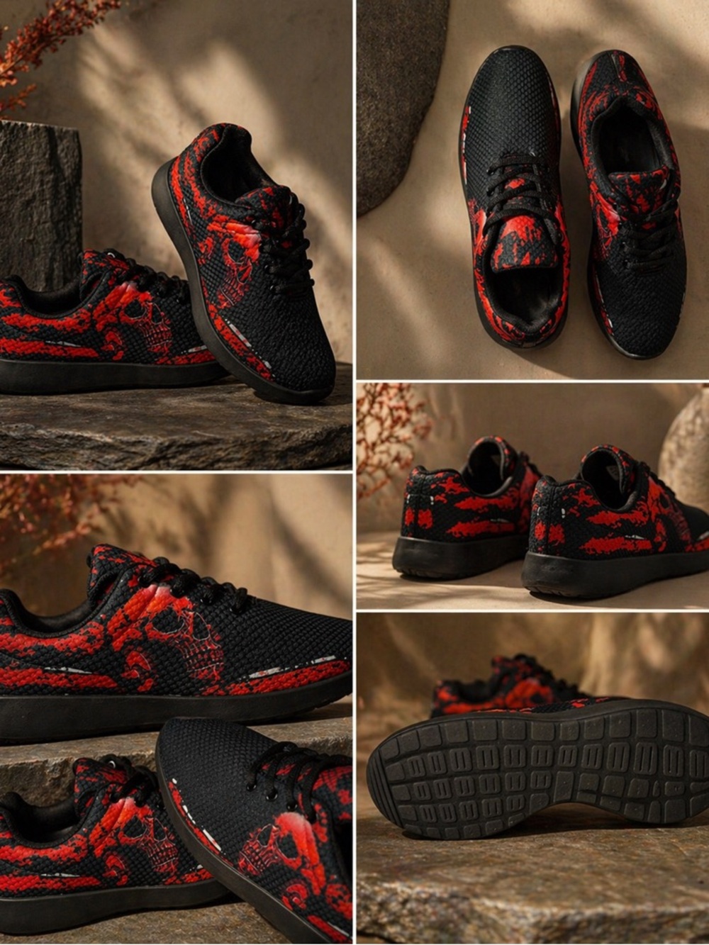 Black & Red Skull Accent Men’s Athletic Sneakers - Picture 5 of 5
